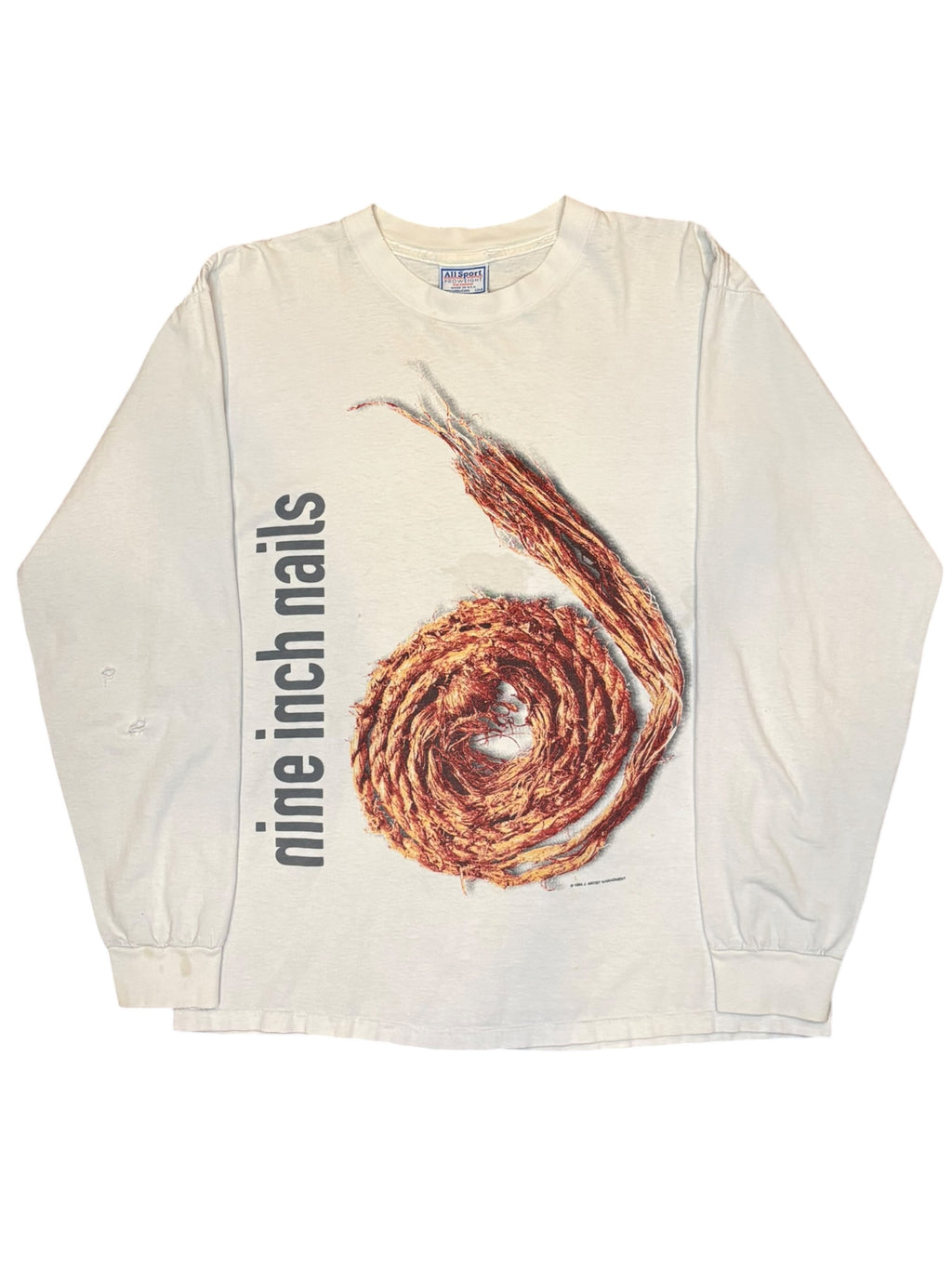 Vintage 1995 Rare Nine Inch Nails White Rope Longsleeve (Large)