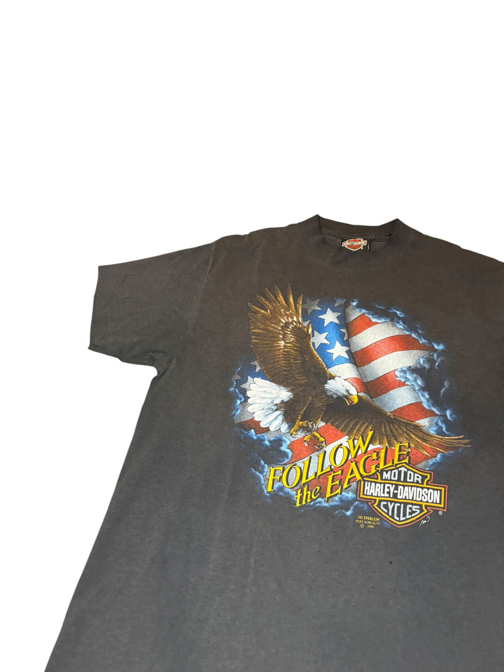 1990s Harley Davison Follow The eagle 3D emblem Tee (Large)