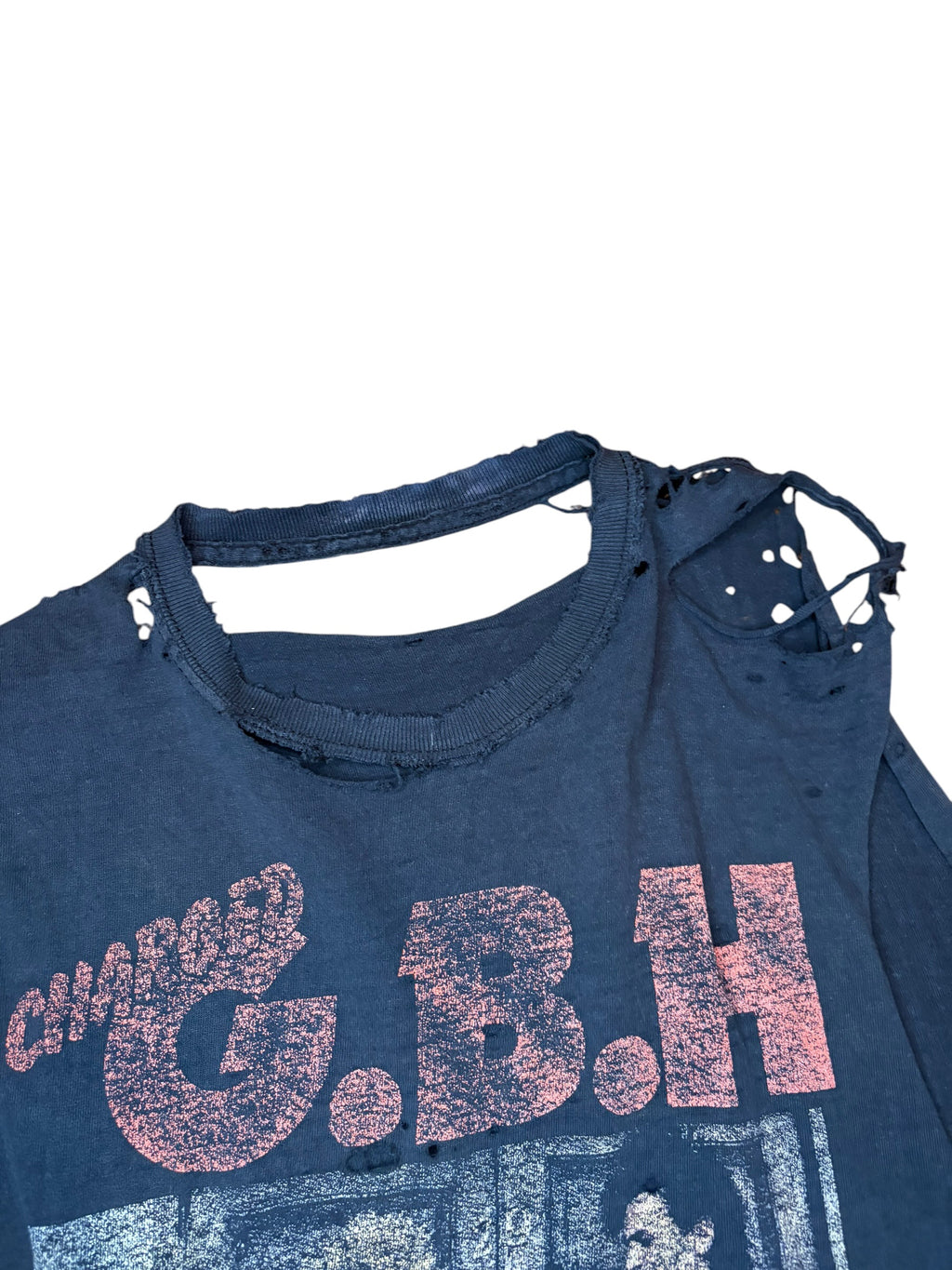 Crazy 90s GBH “Give Me Free” Punk Rock Thrashed Cutoff (Medium)