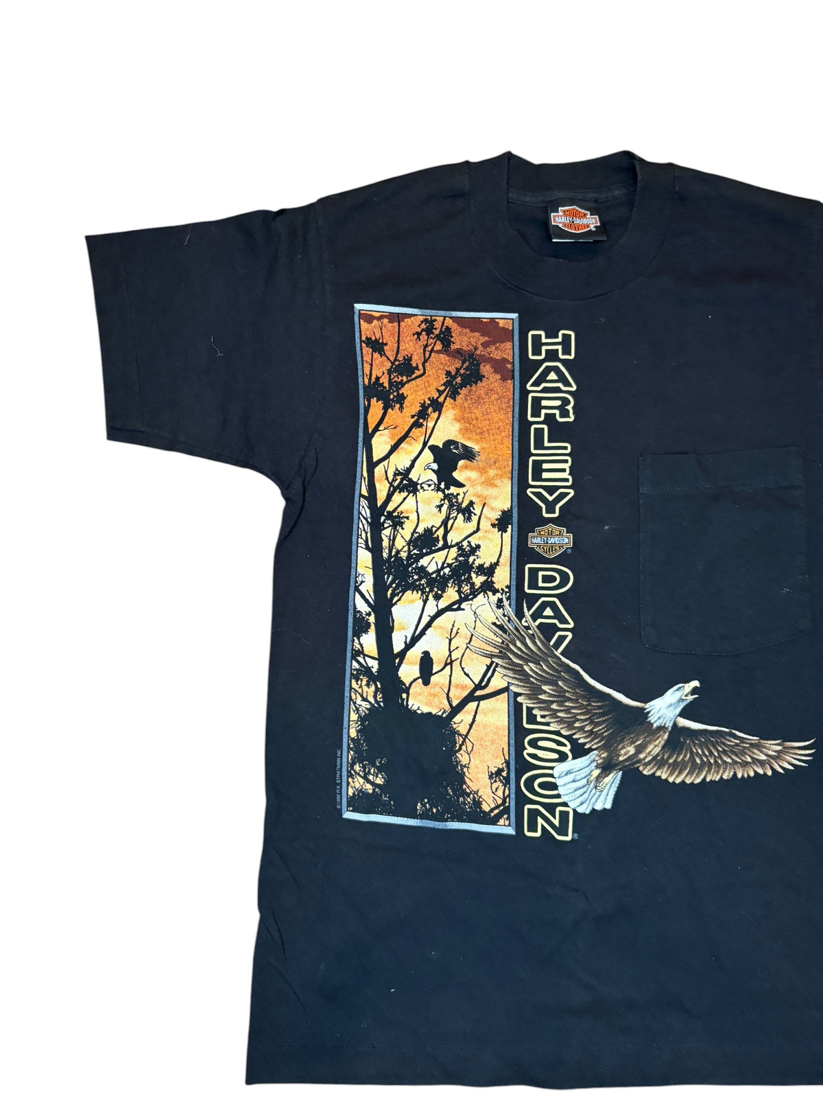 Vintage Harley Davidson Eagle Pocket Tee With Rare Tucson Back (Small)