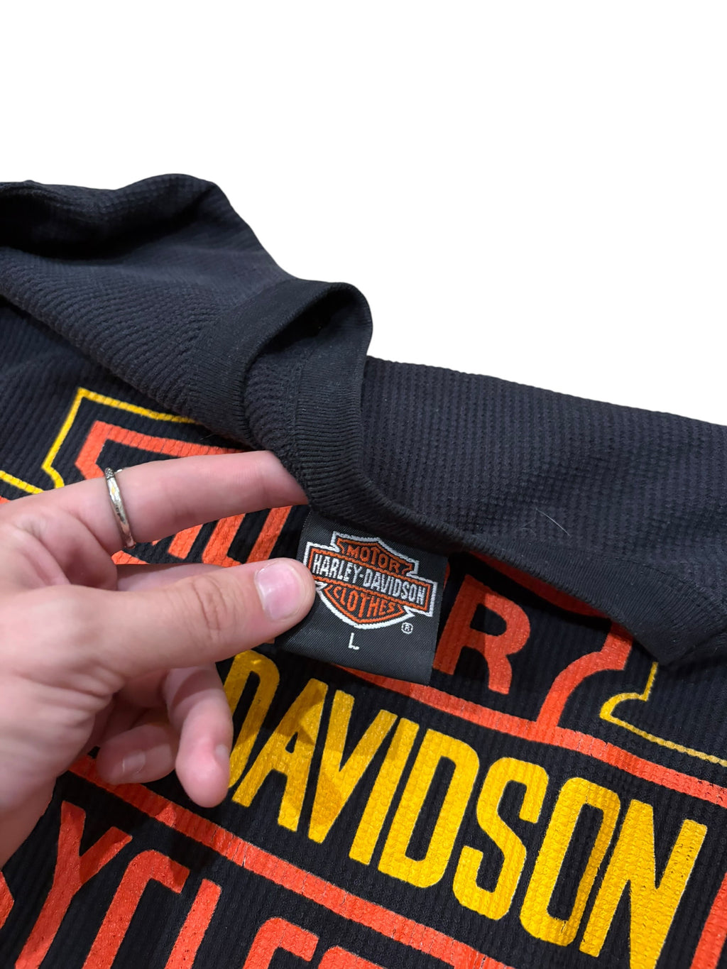 Vintage Rare 80s Harley Davidson Flame Thermal Longsleeve (Large)