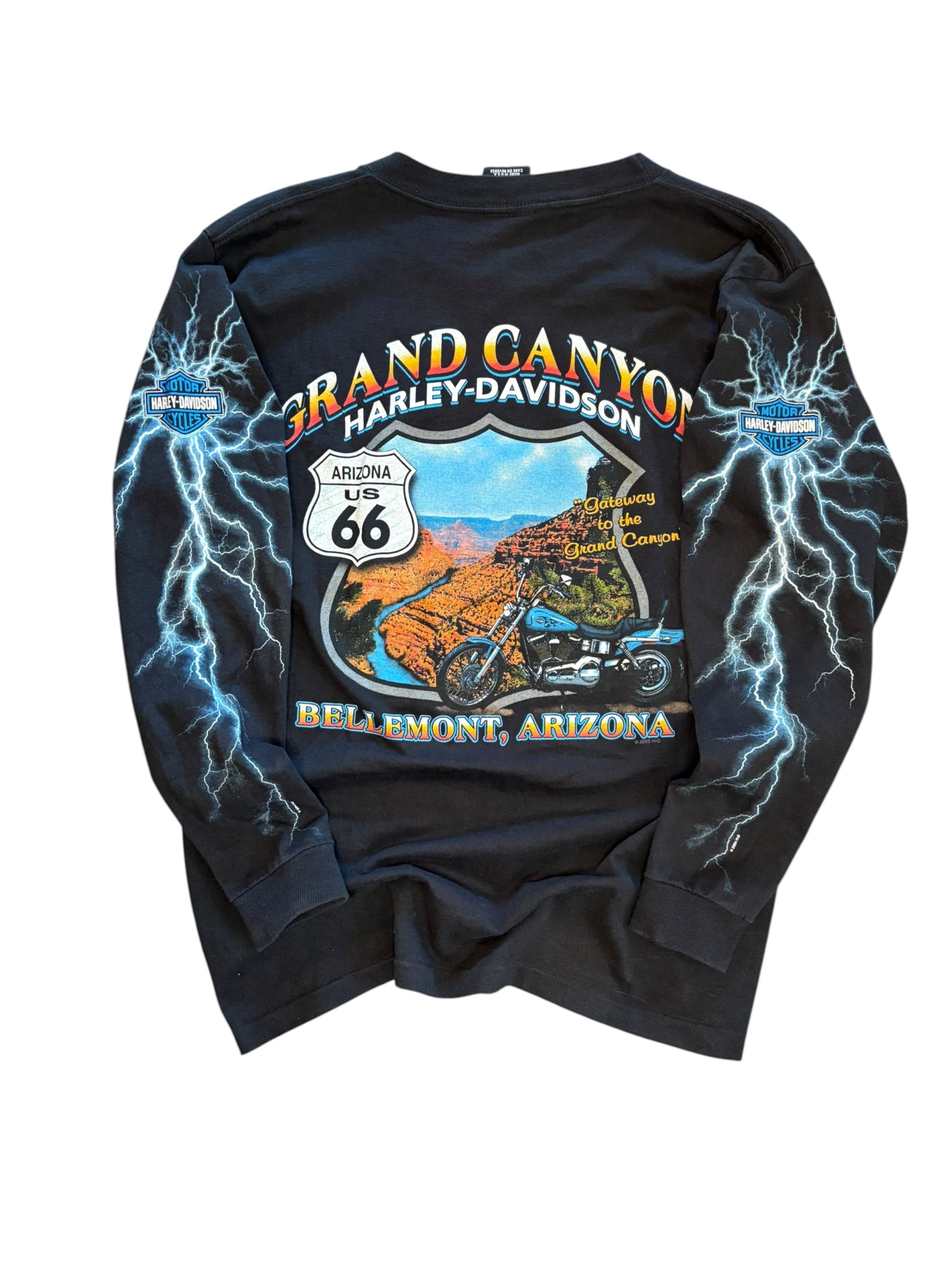 Vintage Harley Davidson Grand Canyon Rare Lightning Long-sleeved Shirt (Medium)