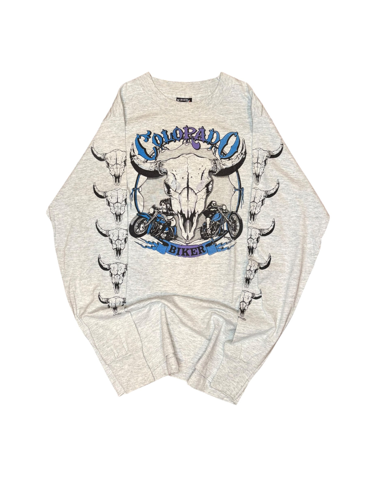 Vintage 80s Colorado Biker Rare Cow-skull Longsleeve (Medium)