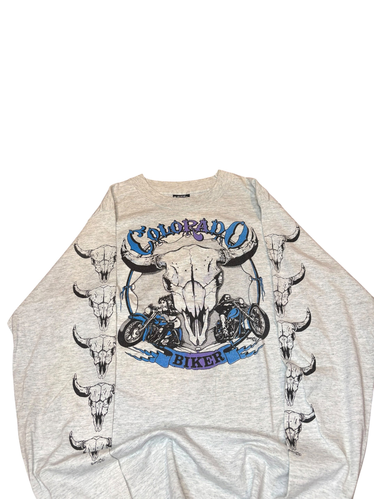 Vintage 80s Colorado Biker Rare Cow-skull Longsleeve (Medium)