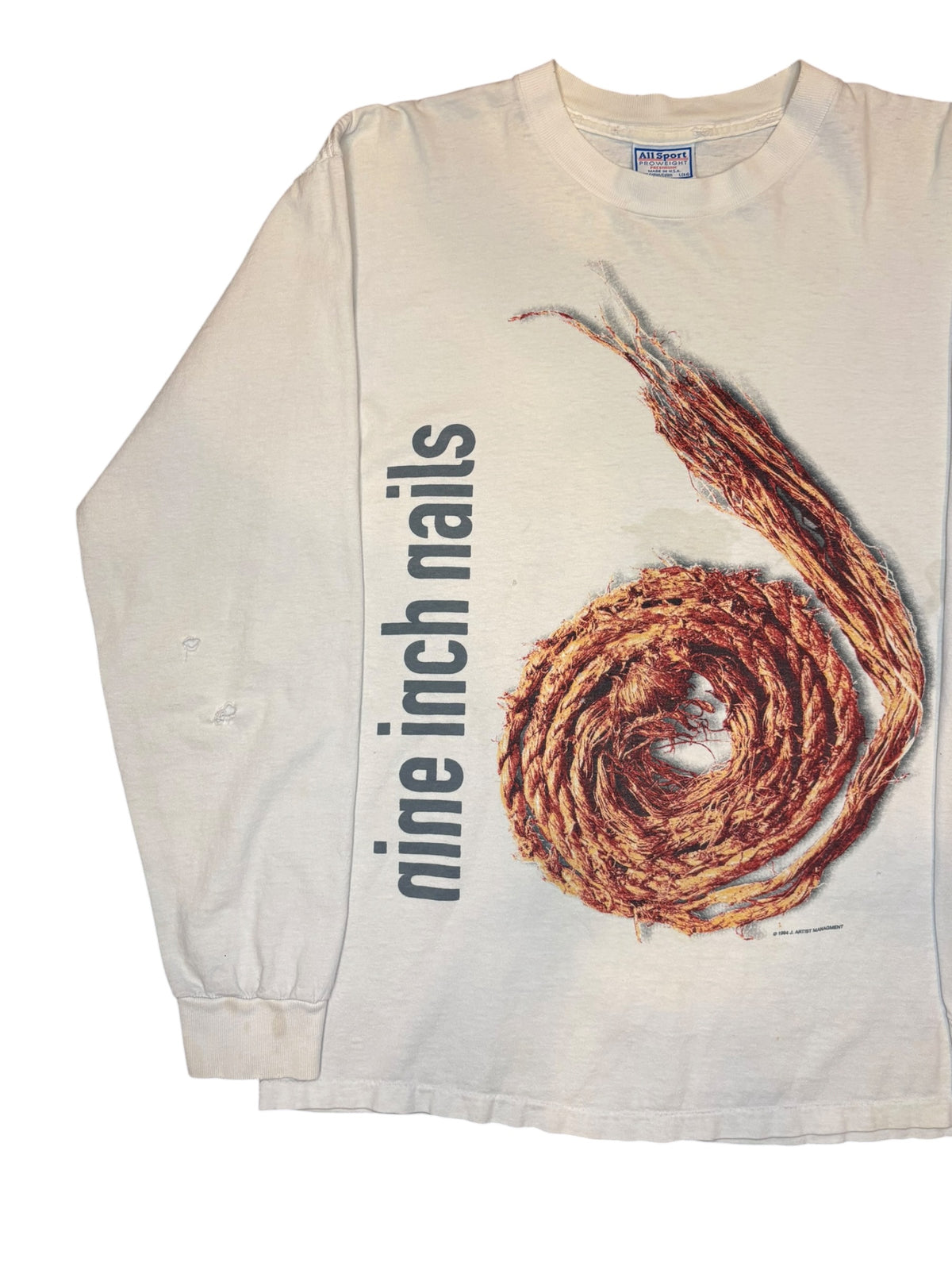 Vintage 1995 Rare Nine Inch Nails White Rope Longsleeve (Large)