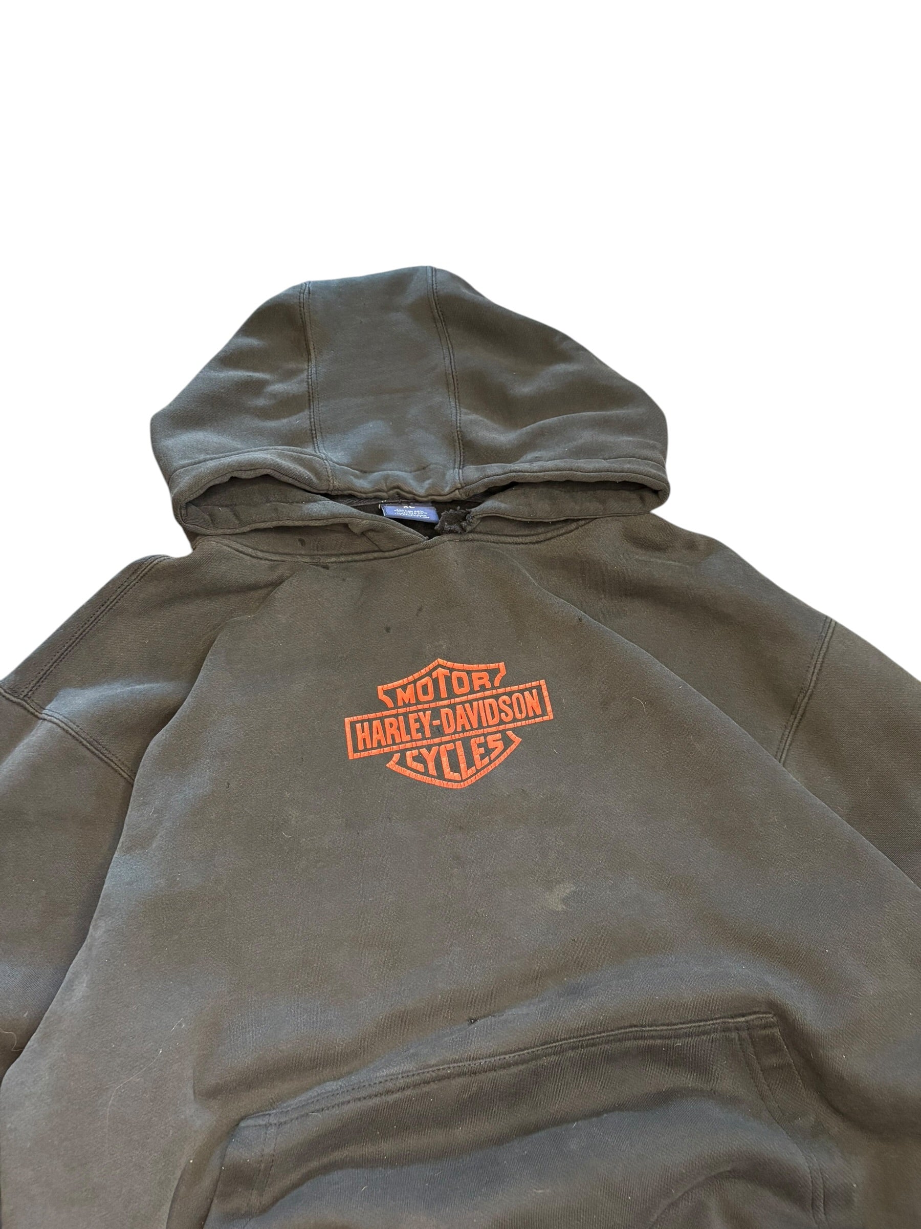 Vintage 2000s Faded And Slightly Thrashed Harley Davidson Hoodie (XL)