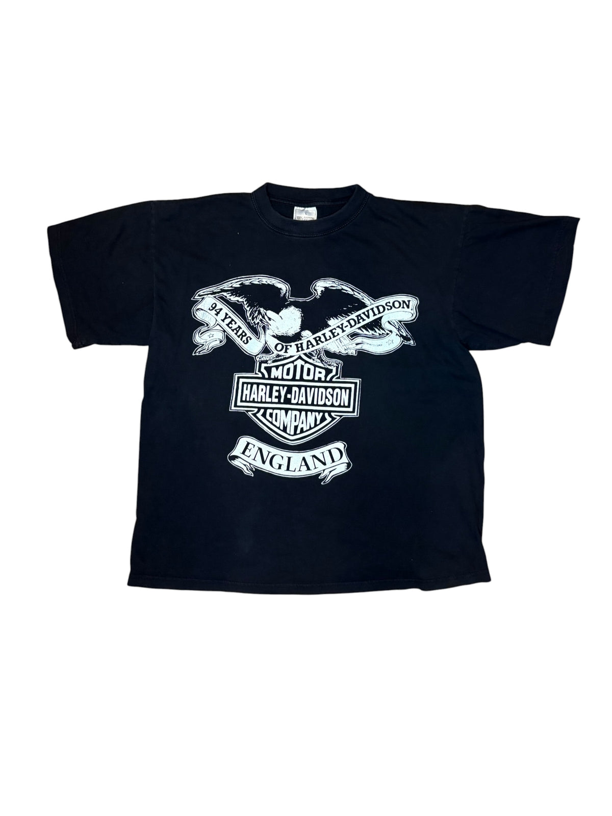 Vintage Harley Davidson England Black Tee (Large)