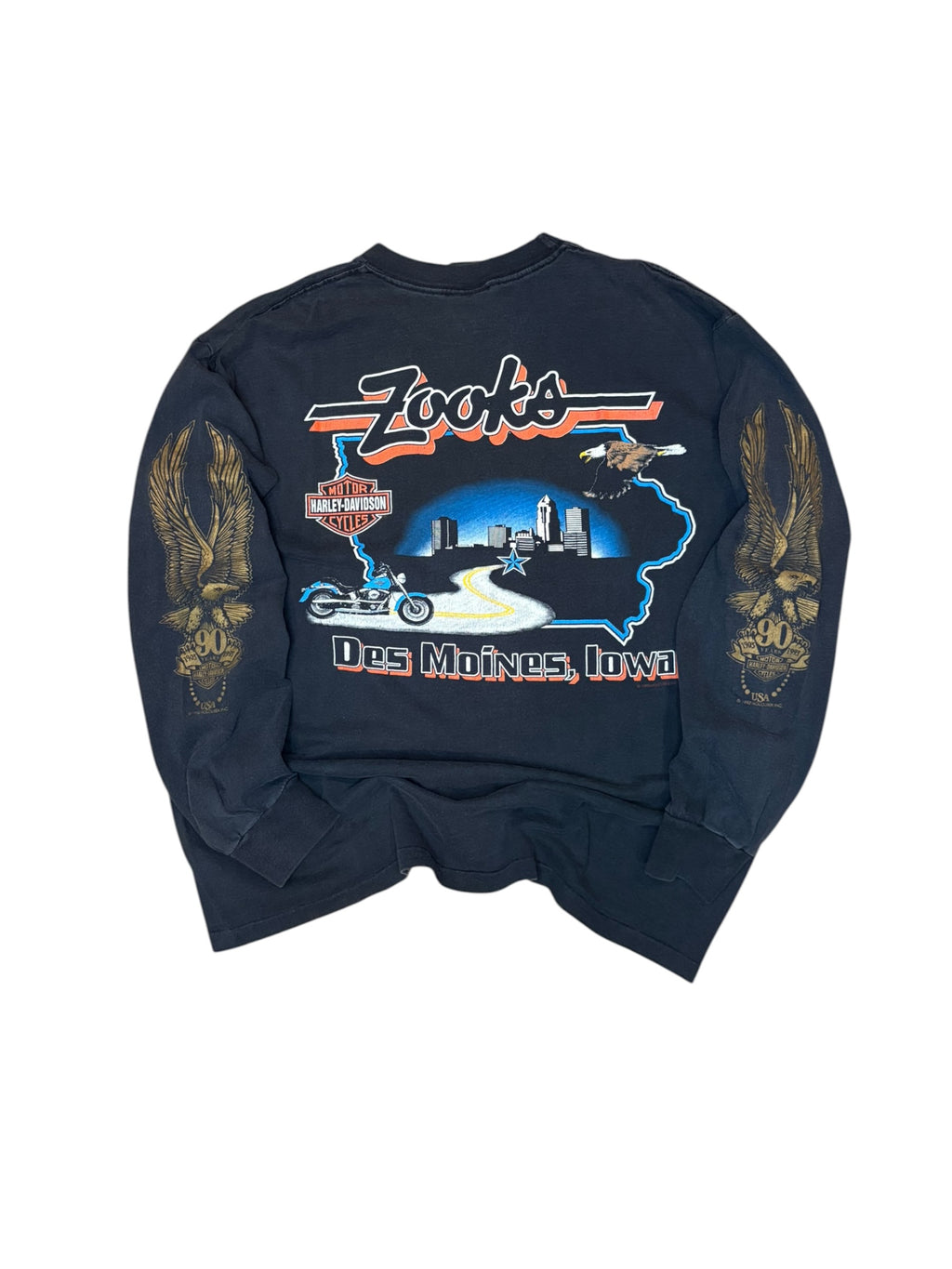 Vintage 90s Bronze Eagle Iowa Harley Longsleeve (Large)