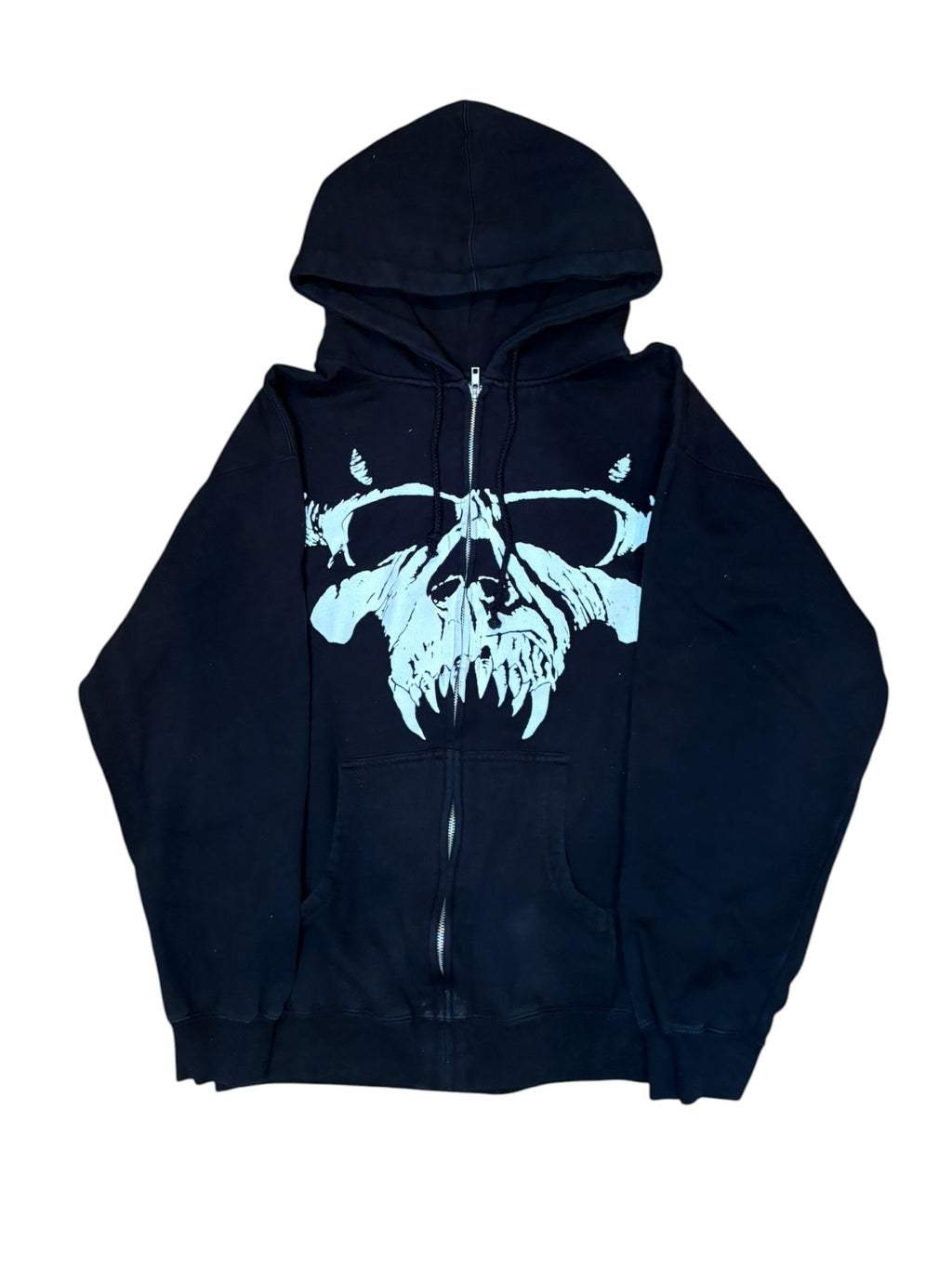 2000s Danzig Zip Up Skull Band Hoodie (Large)