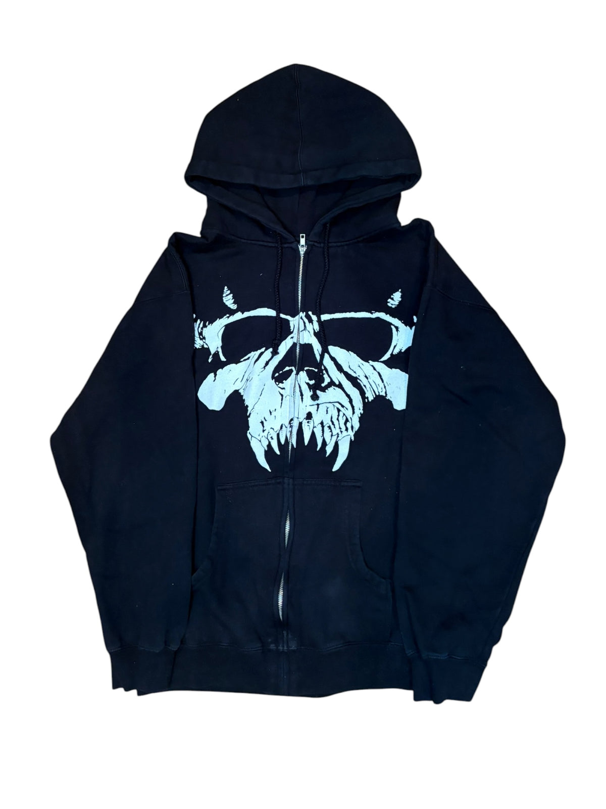 2000s Danzig Zip Up Skull Band Hoodie (Large)