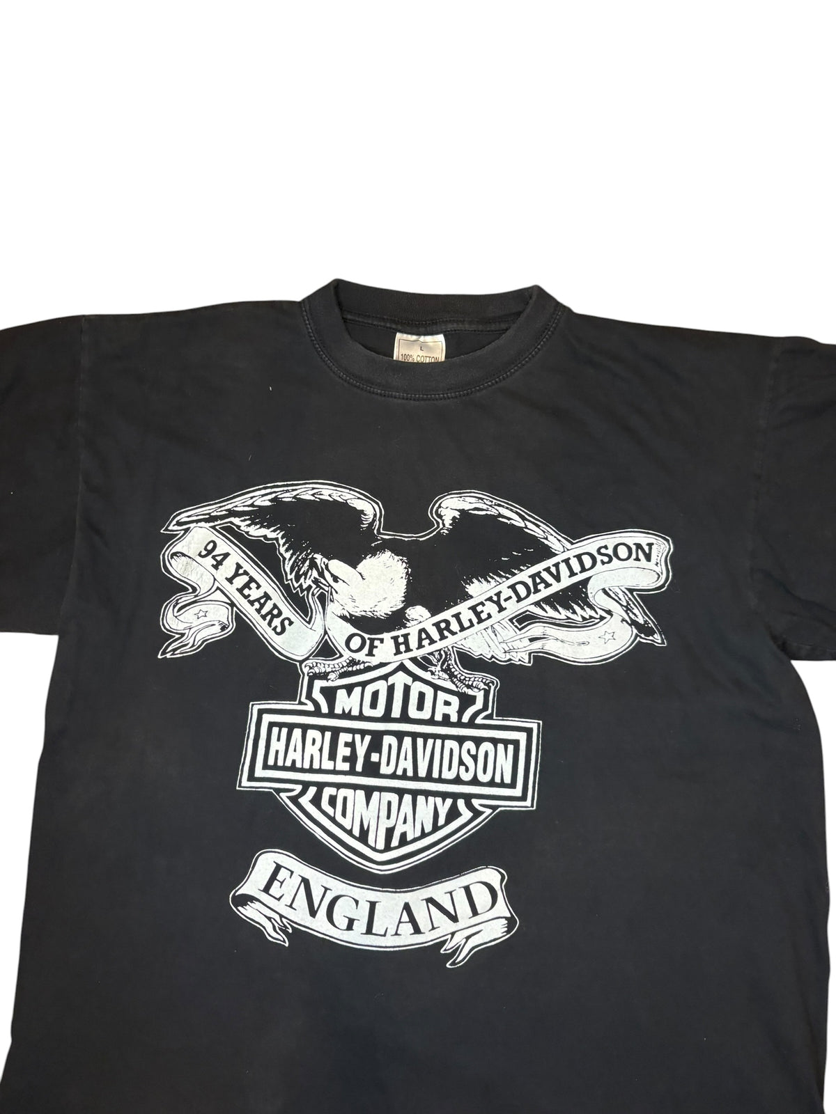 Vintage Harley Davidson England Black Tee (Large)