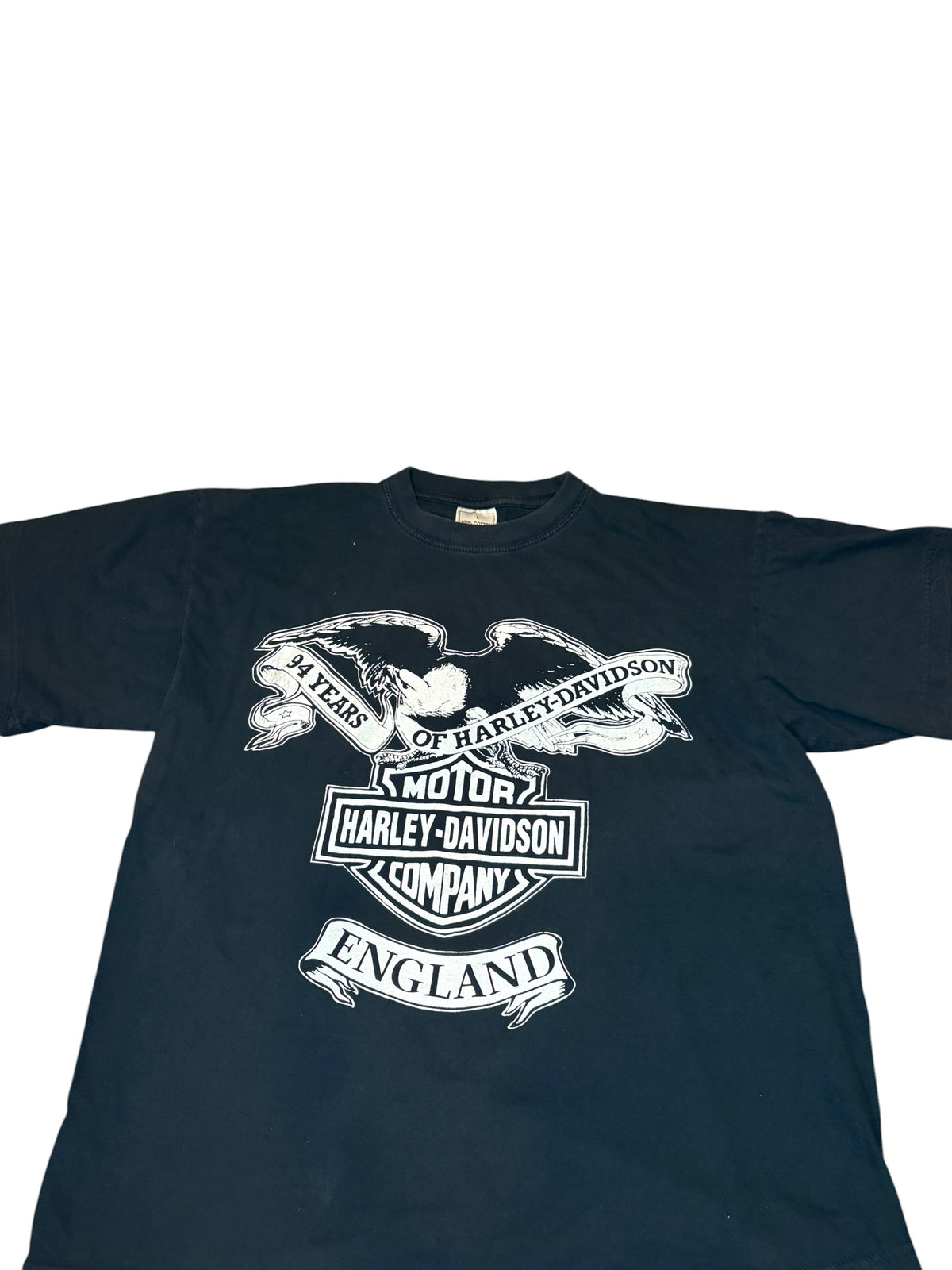 Vintage Harley Davidson England Black Tee (Large)