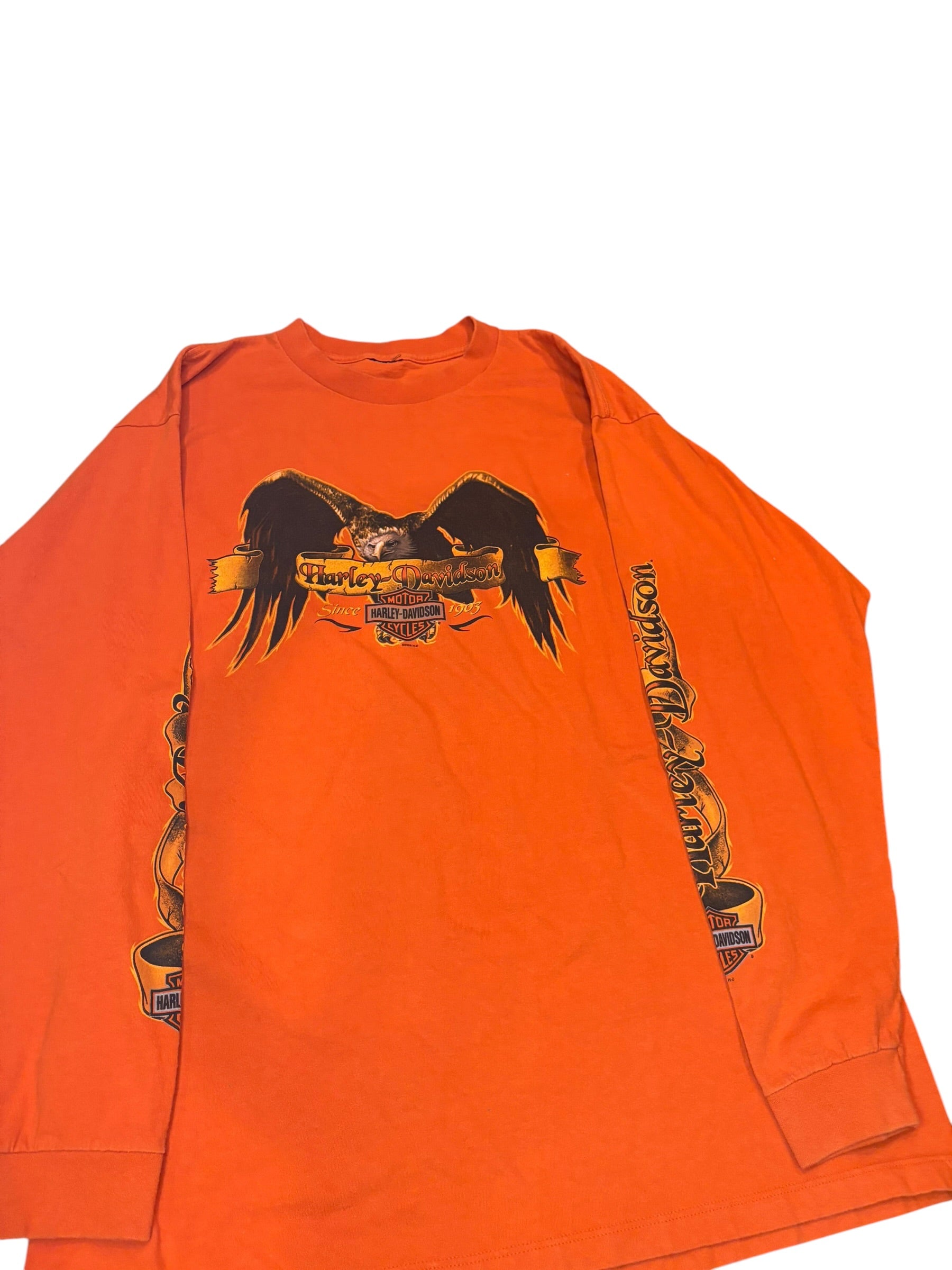 Vintage Orange Harley Davidson Longsleeve (XL)
