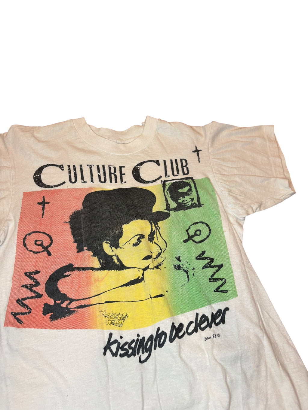 Vintage 1983 Culture Club Boy George Kissing Be Clever Tee Shirt (Small)