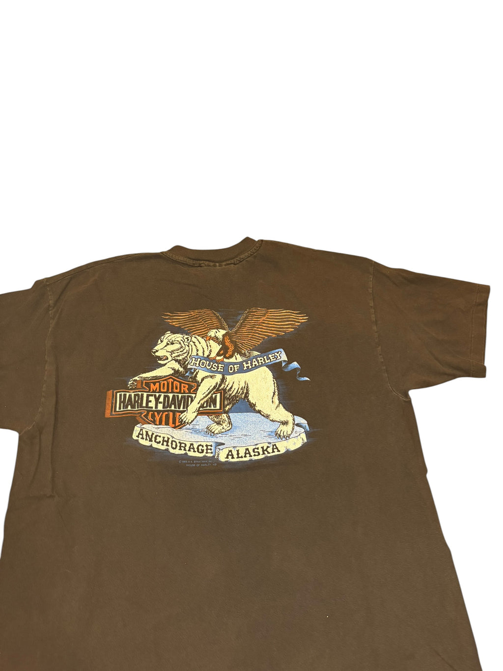 Vintage 80s Harley Davidson Eagle Tee With Rare Alaska Back (XL)