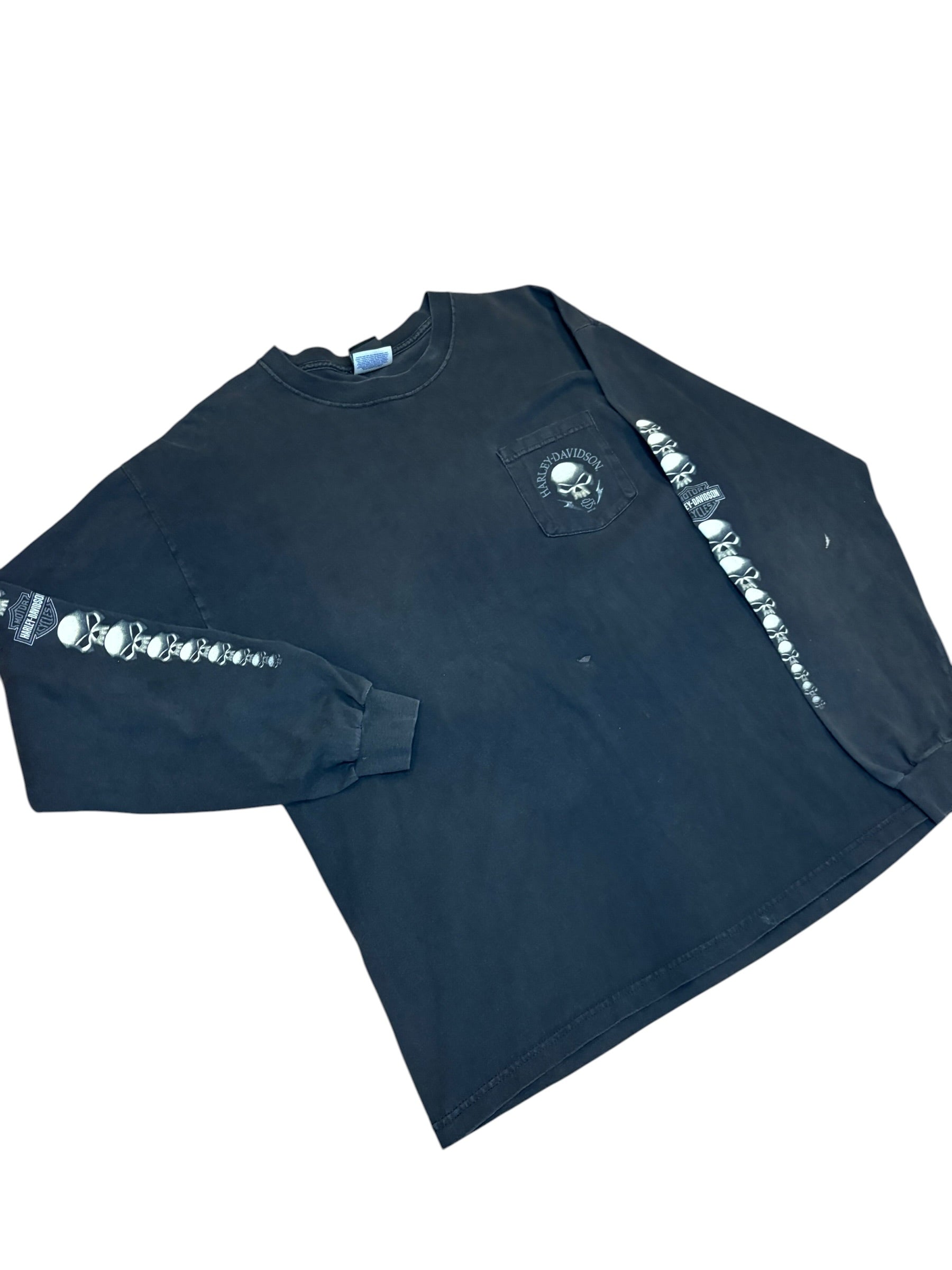 Vintage Harley Davidson Skull Longsleeve Shirt (Large)