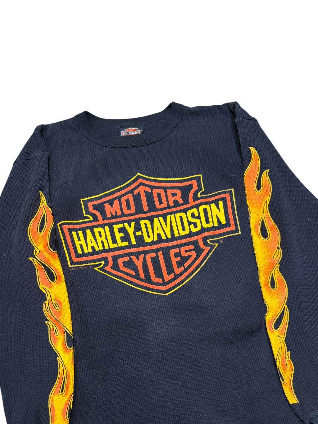 Vintage Rare 80s Harley Davidson Flame Thermal Longsleeve (Large)