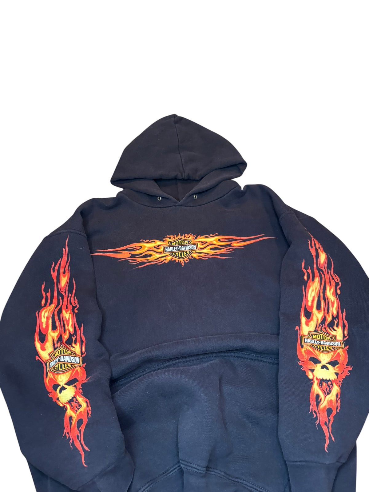 Vintage New York Harley Davidson Flame Sleeve Hoodie (Medium)