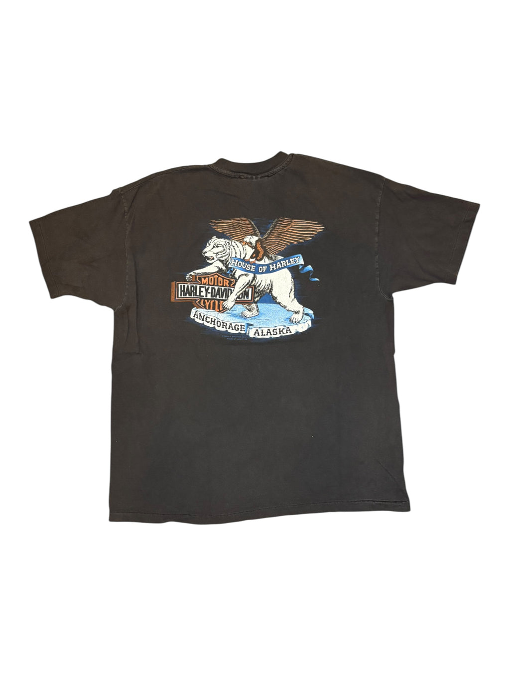 Vintage 80s Harley Davidson Eagle Tee With Rare Alaska Back (XL)