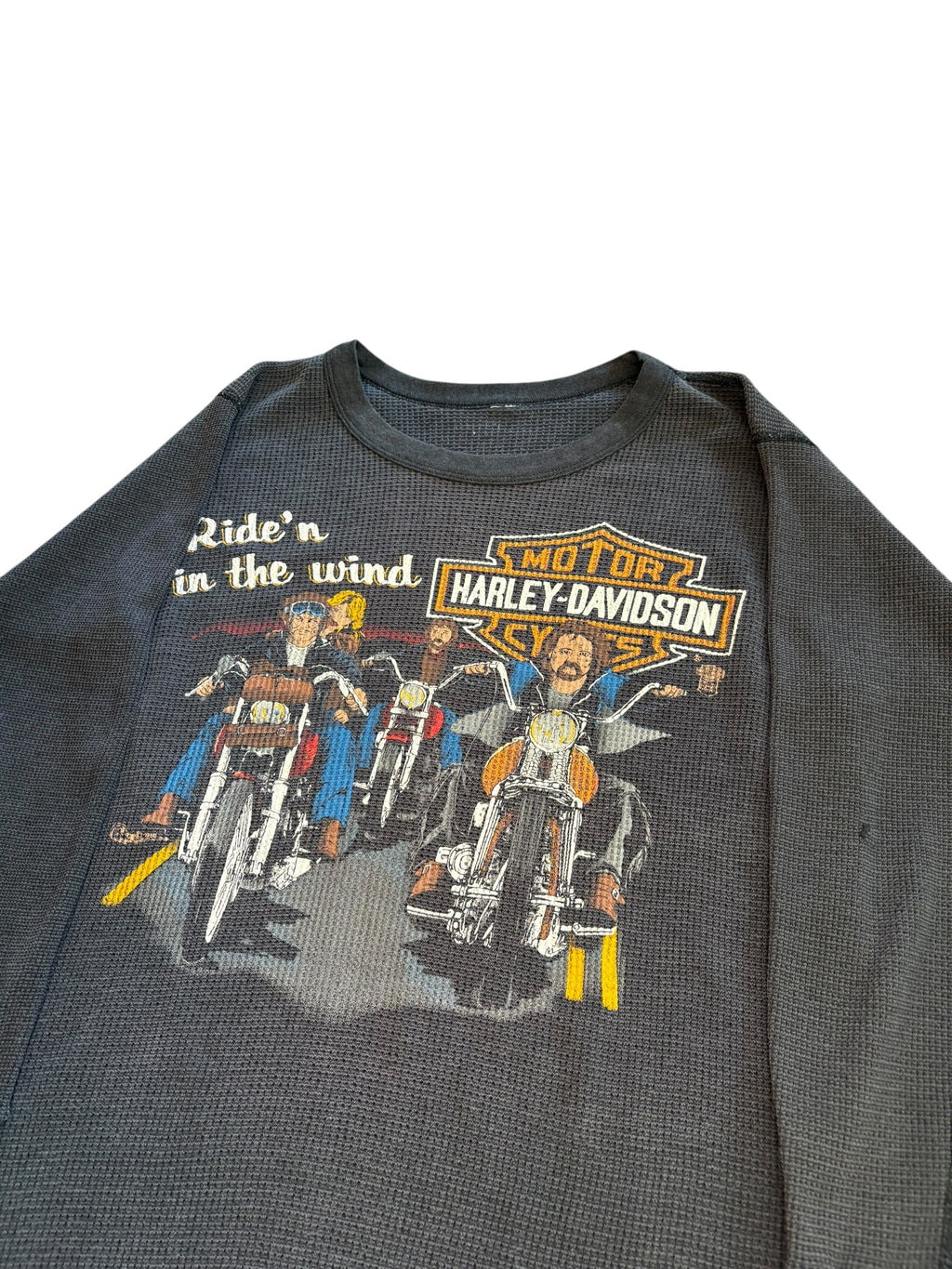 Vintage 1980s Holubek Harley Davidson Ride'n The Wind Thermal (Medium)