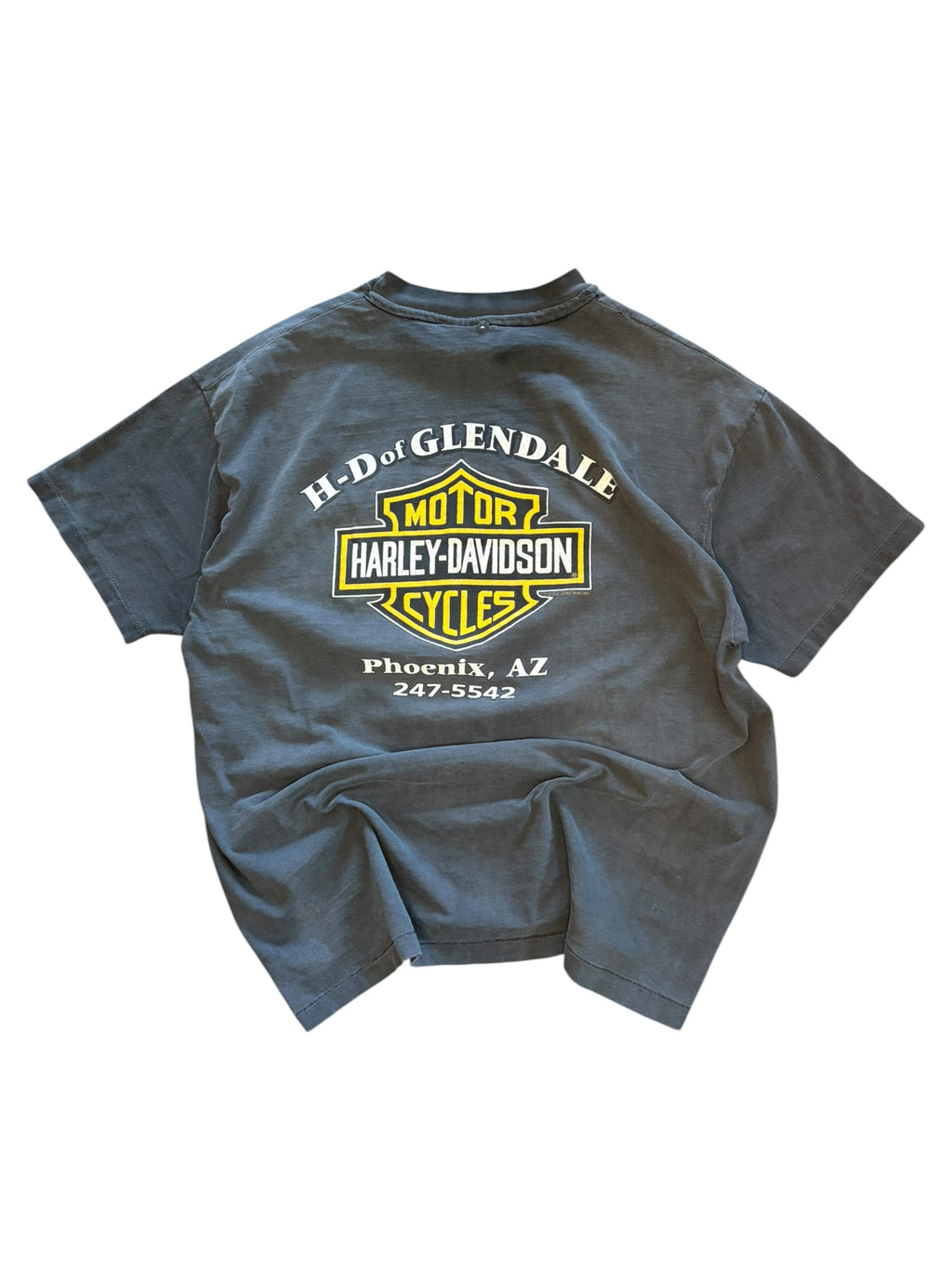 Vintage 1990s Harley Davidson Faded And Thrashed Flameball Pocket Tee (XL)