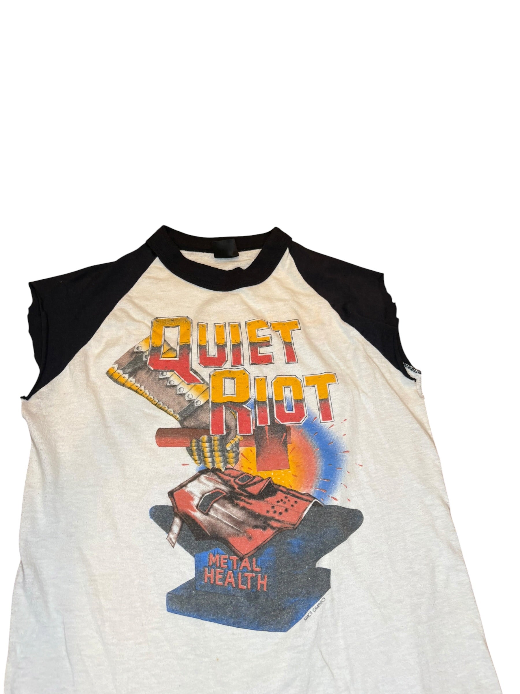80s Quiet Riot Bang Your Head Cutoff Tee (Large)