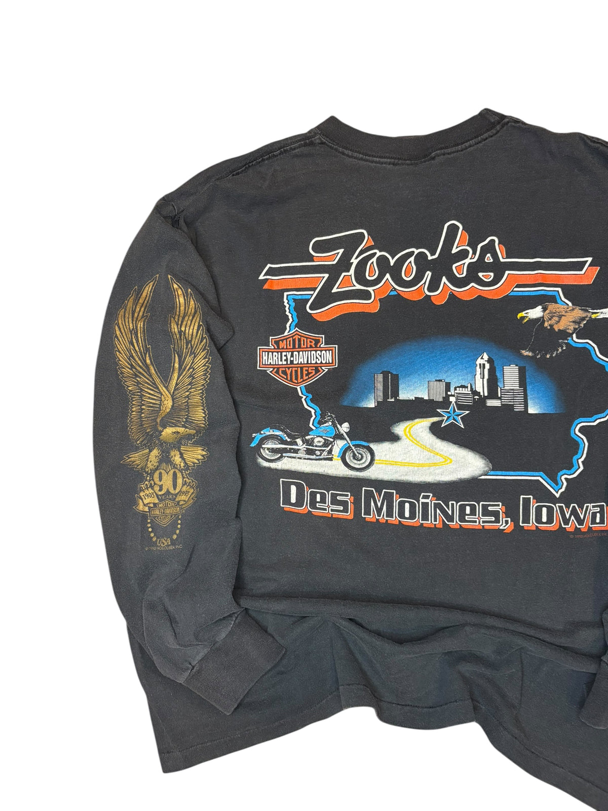 Vintage 90s Bronze Eagle Iowa Harley Longsleeve (Large)