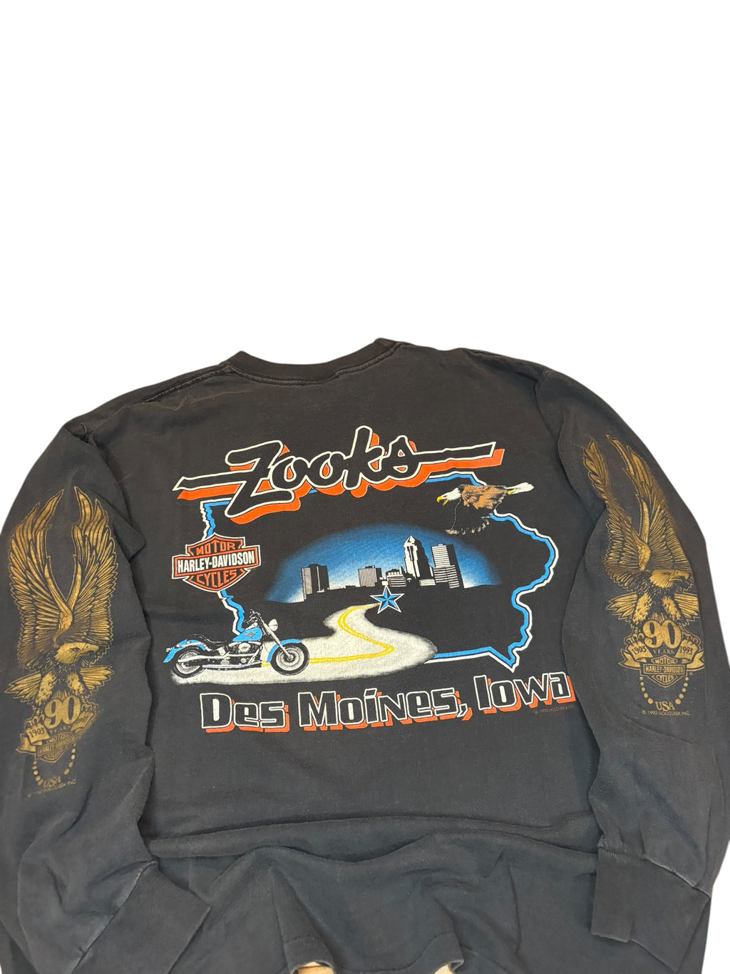 Vintage 90s Bronze Eagle Iowa Harley Longsleeve (Large)