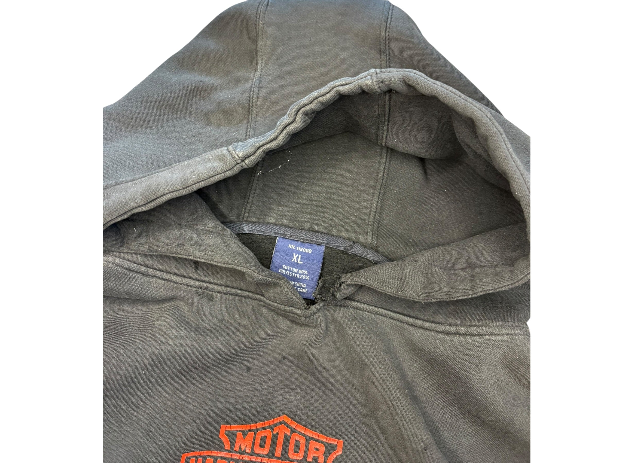 Vintage 2000s Faded And Slightly Thrashed Harley Davidson Hoodie (XL)