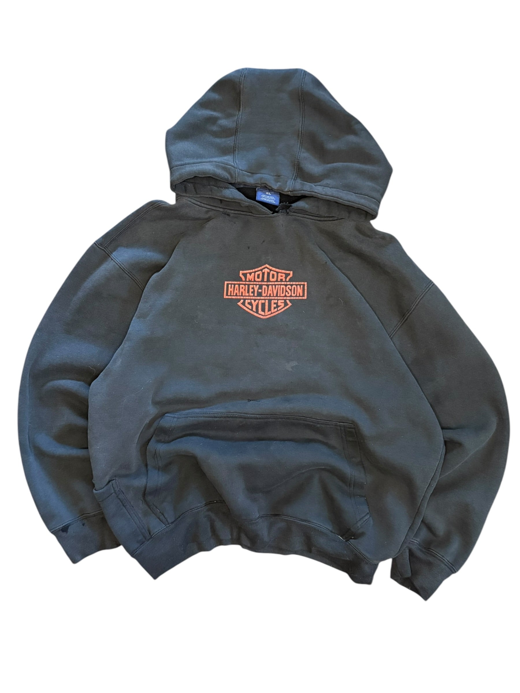 Vintage 2000s Faded And Slightly Thrashed Harley Davidson Hoodie (XL)