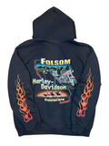 Vintage Harley Davidson Eagle Flame Zip Up Hoodie (Large)