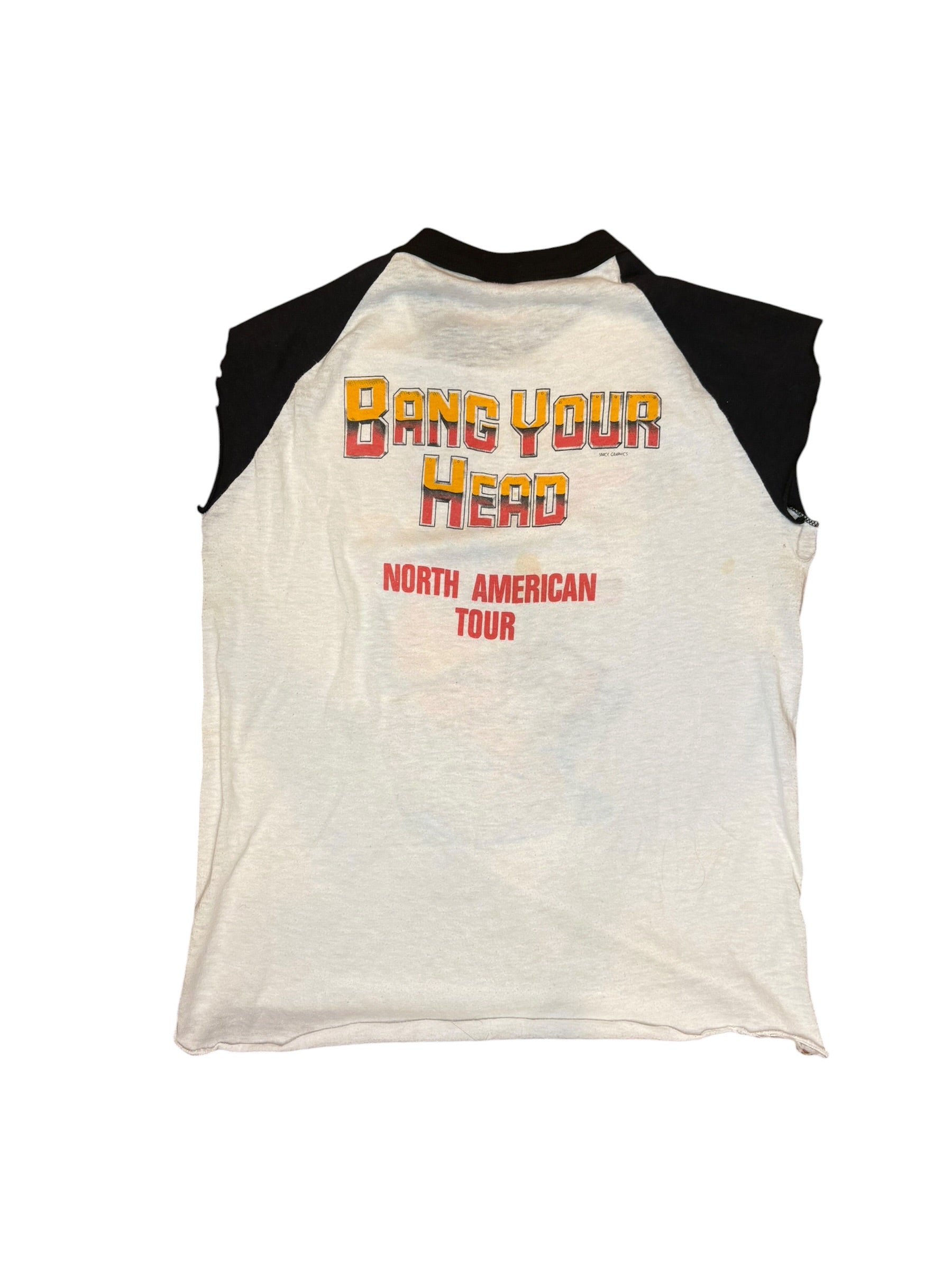 80s Quiet Riot Bang Your Head Cutoff Tee (Large)