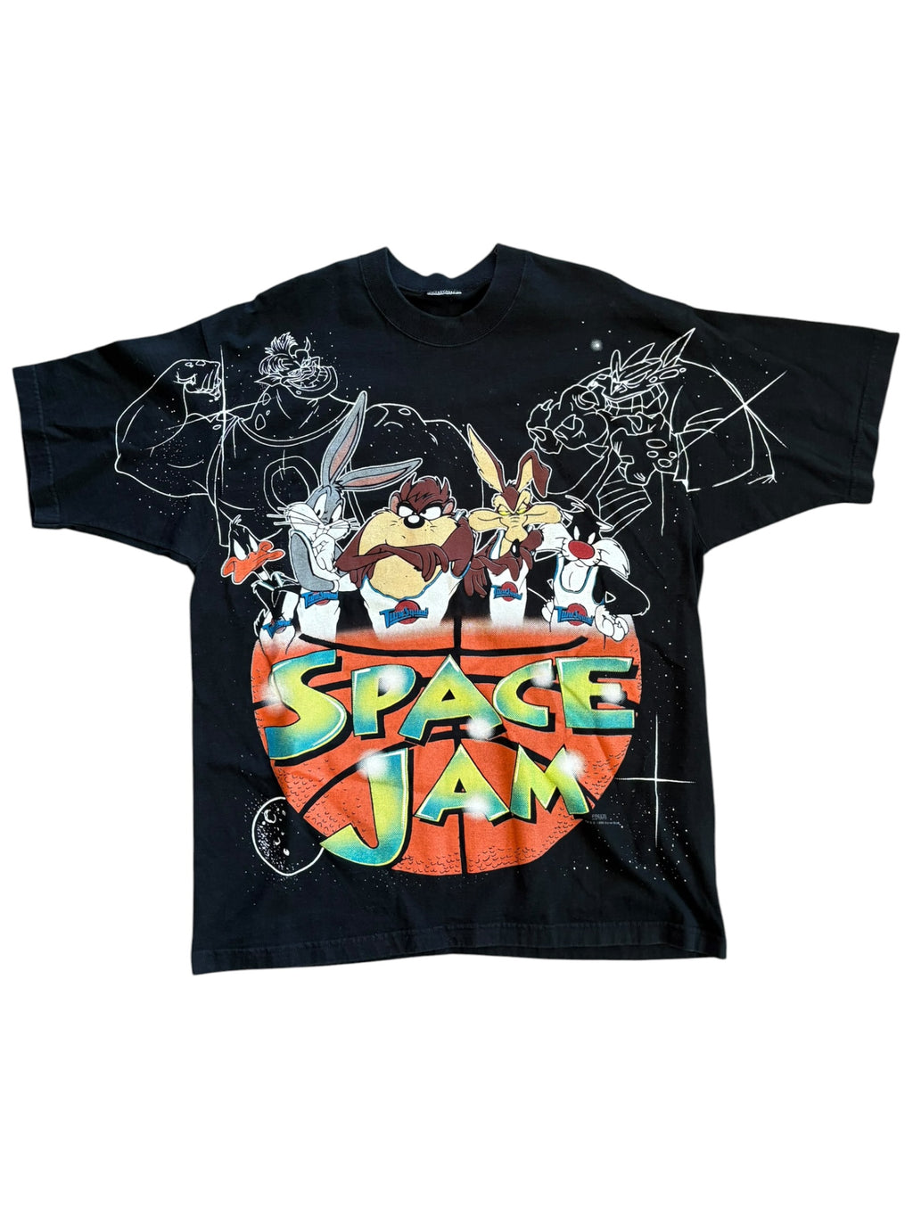 Vintage 1996 Space Jam Rare Movie AOP Tee Shirt (XL)